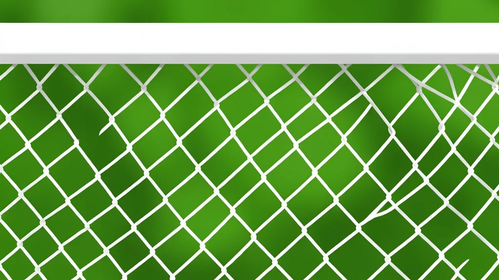 A green football pitch with white boundary lines and a goal net in the background