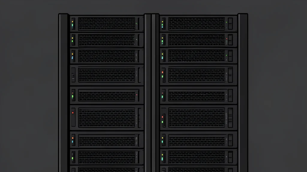 Rows of server racks in a data center