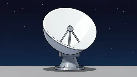 A stylized satellite orbiting the Earth in a flat vector style