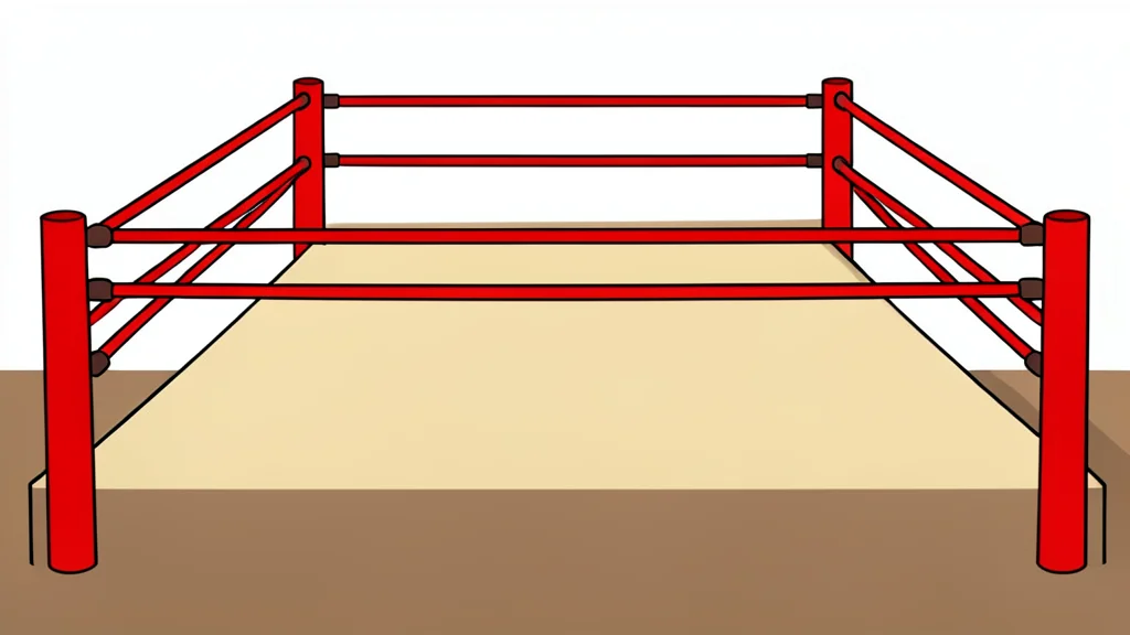 A wrestling ring with red ropes and a canvas floor