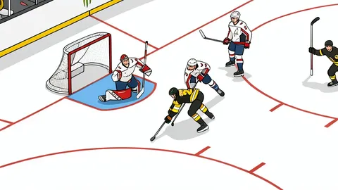 A polished ice hockey rink with red goal lines and a net at one end