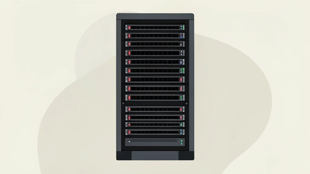 A server rack in a data center