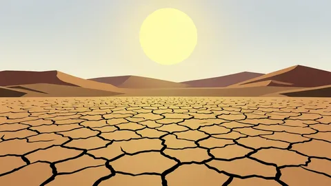 A dry, cracked earth landscape in the Horn of Africa under a harsh sun