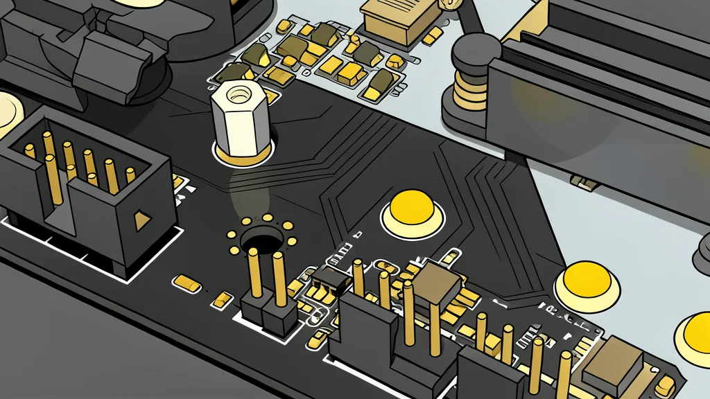 A close-up view of a green circuit board with two small metal pins and a black plastic cap nearby.