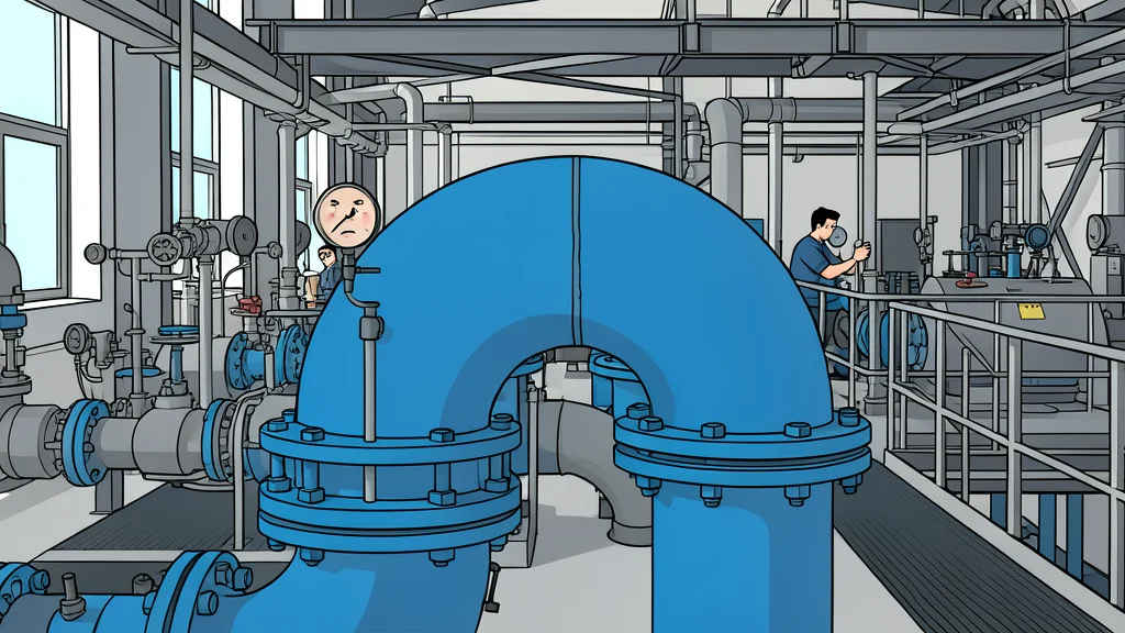 A large concrete water treatment facility with circular sedimentation tanks and industrial piping