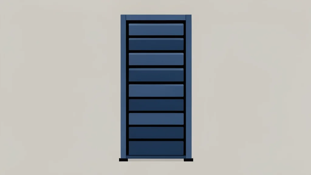 A stylized vector illustration of a server rack in a data center environment.