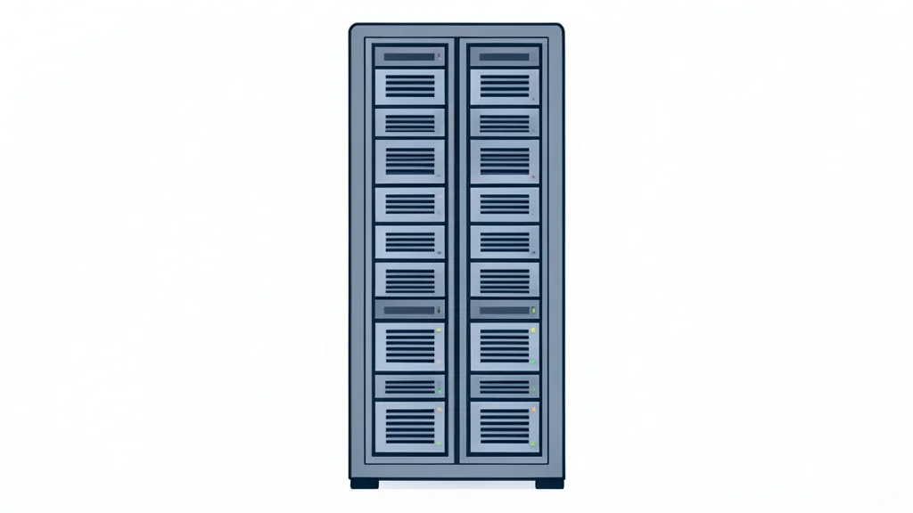 A server rack in a data center