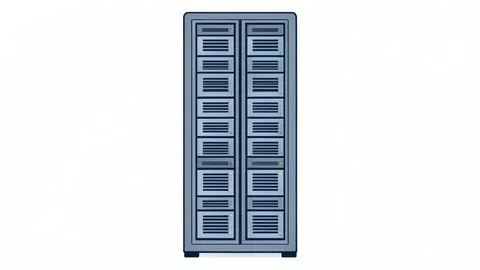 A server rack in a data center