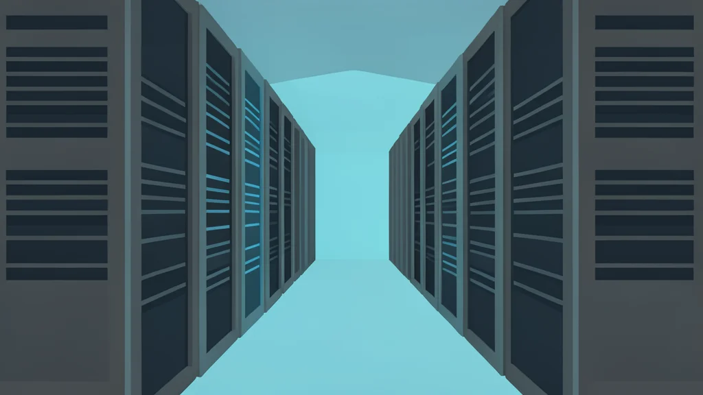 Rows of server racks in a data center