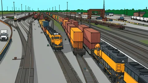 A large industrial refinery complex with storage tanks and processing pipes
