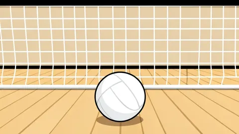 A volleyball net stretched across a gymnasium floor