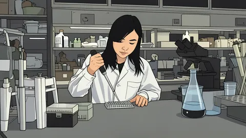 A white laboratory bench featuring a sequencer machine and several test tubes