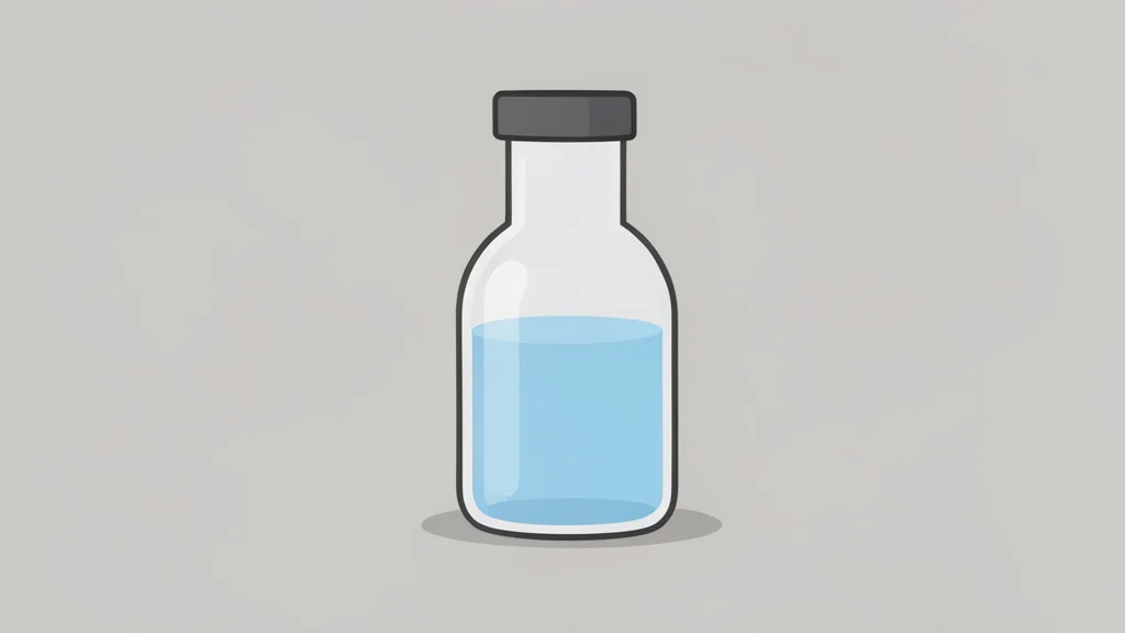 A small glass vial containing a clear liquid