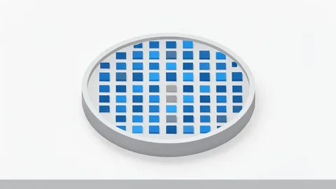 A semiconductor wafer resting on a cleanroom table