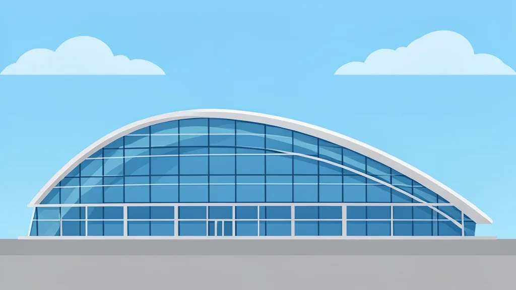 A flat vector illustration of the European Parliament building in Strasbourg.