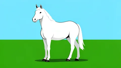 A white horse standing in a green pasture