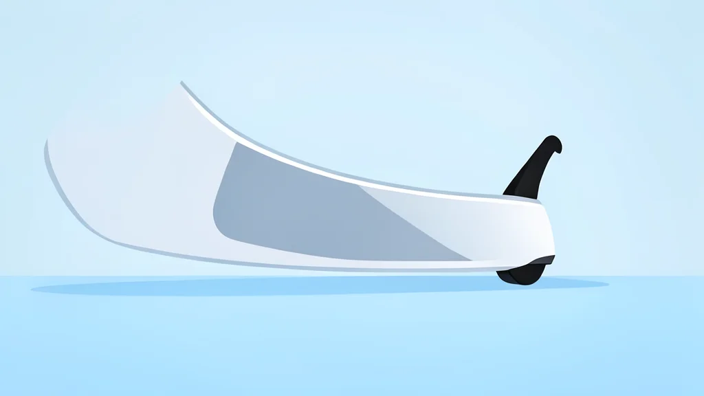 A pair of ice skates resting on a polished ice surface