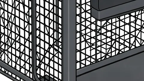 A padded octagonal fighting cage with black mesh fencing and a central canvas floor
