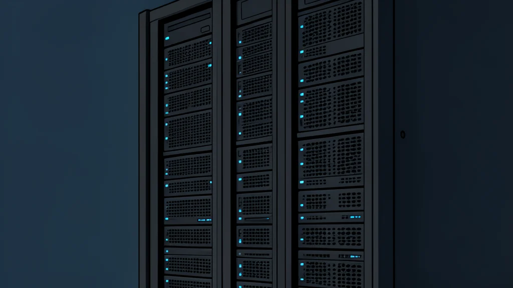 A stylized server rack in a data center