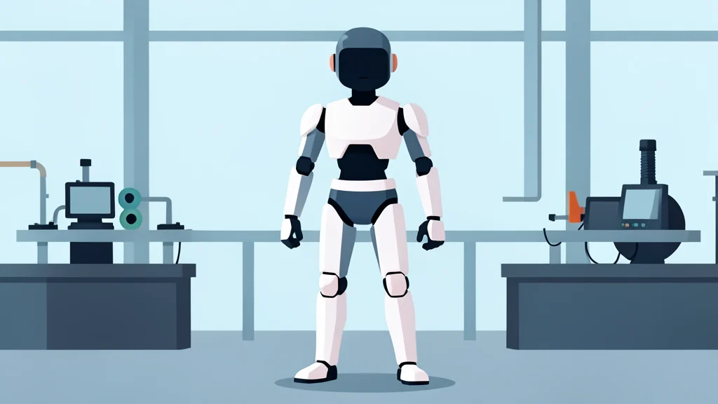 A humanoid robot standing on an industrial assembly line