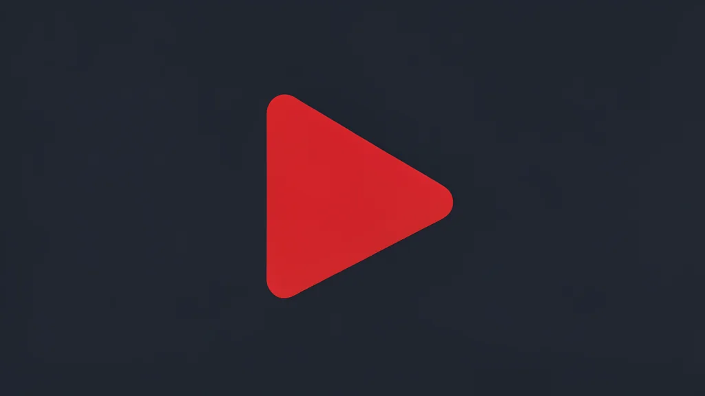A red play button symbol on a dark background