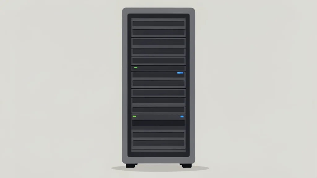 A flat vector illustration of a server rack in a data center.