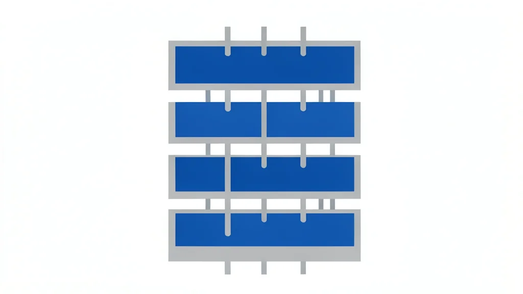 A vertical stack of layered silicon chips with visible through-silicon vias connecting the layers