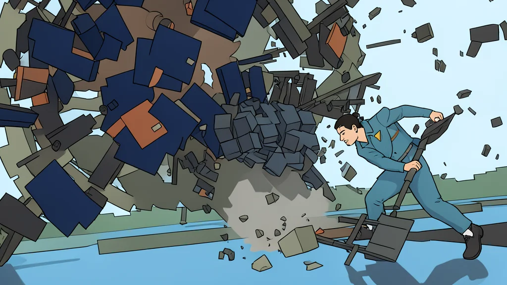 A twisted city street where buildings bend and gravity appears to shift, with a character leaping between floating ledges