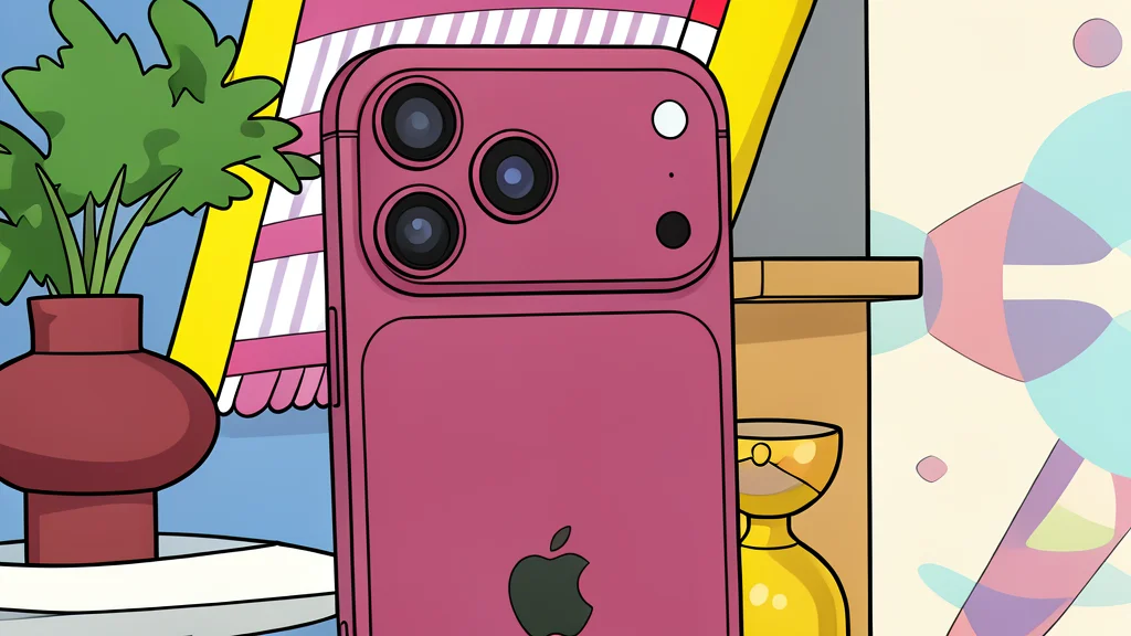 A burgundy red smartphone with a small pill-shaped cutout at the top of the screen