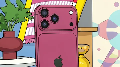 A burgundy red smartphone with a small pill-shaped cutout at the top of the screen