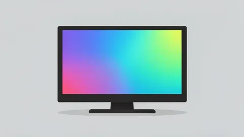 A television screen displaying a colorful abstract background