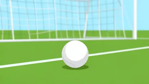 A green grass football pitch with white boundary lines and a goal net in the background.