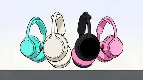 A pair of over-ear wireless headphones with interchangeable ear cushions and a headband