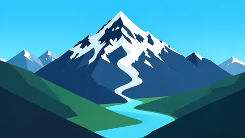 A high-altitude Himalayan mountain peak with a glacier and a river valley below.