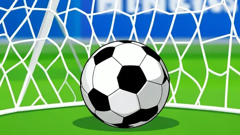 A football pitch with white boundary lines and a goal net in the background