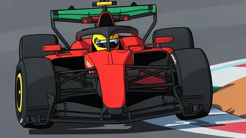 A red Formula 1 car with a large rear wing and slick tires parked on a tarmac pit lane