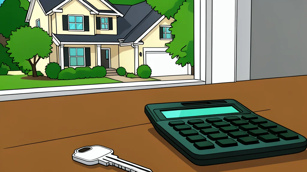 A stack of mortgage documents and a house key resting on a wooden desk