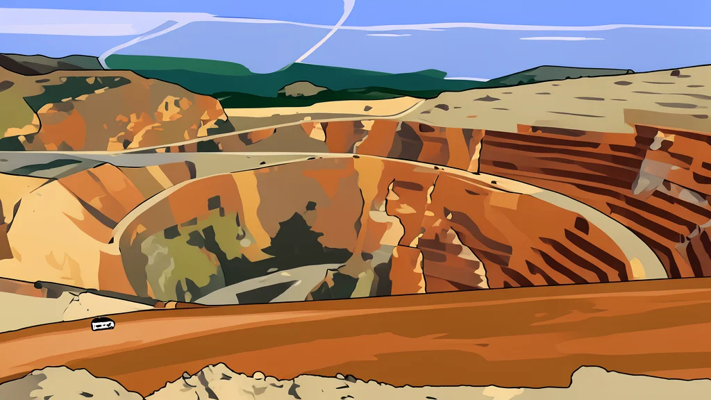 A rugged desert landscape in Nevada with exposed rocky outcrops and dry riverbeds.
