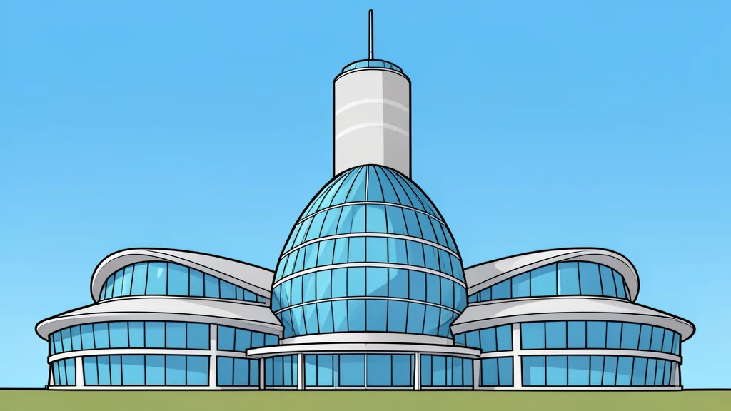 A flat vector illustration of the European Central Bank building in Frankfurt.