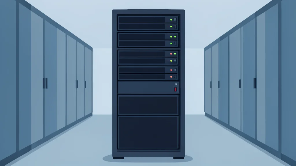 A server rack with blinking status lights in a data center