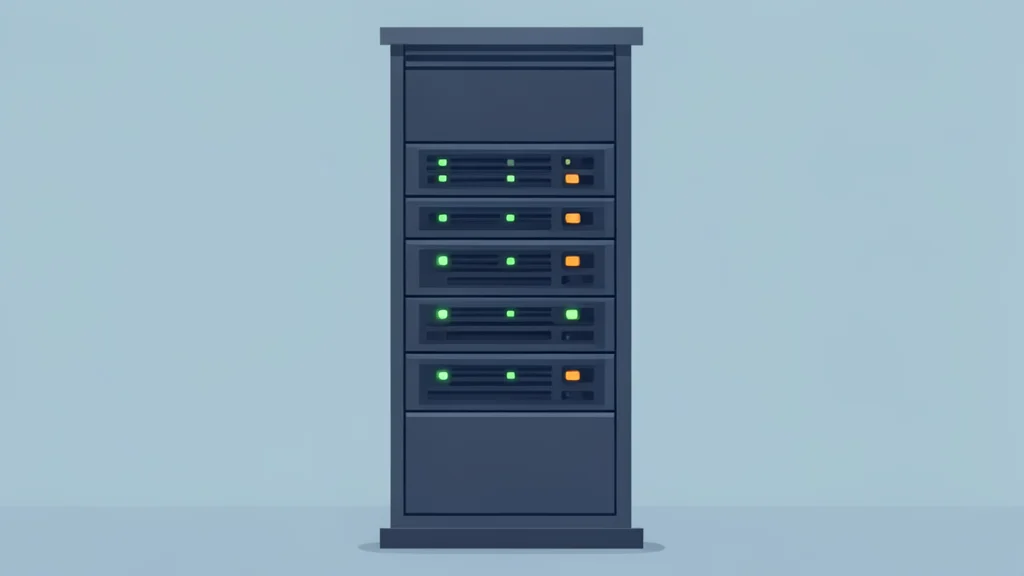 A server rack with blinking status lights in a data center