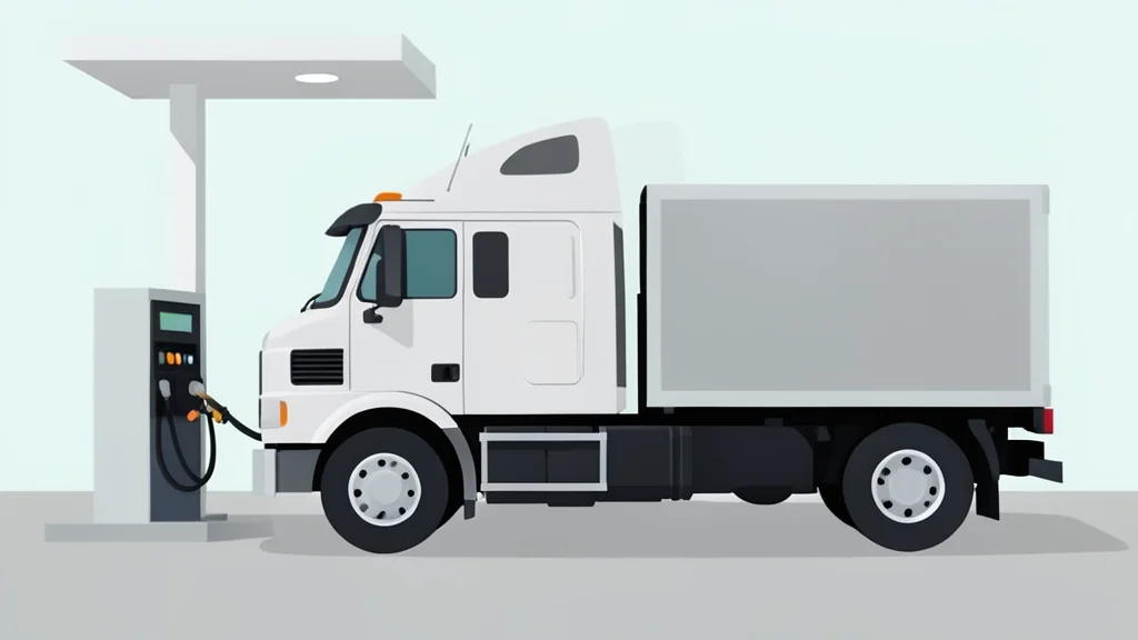 A heavy-duty semi-truck refueling at a gas station pump