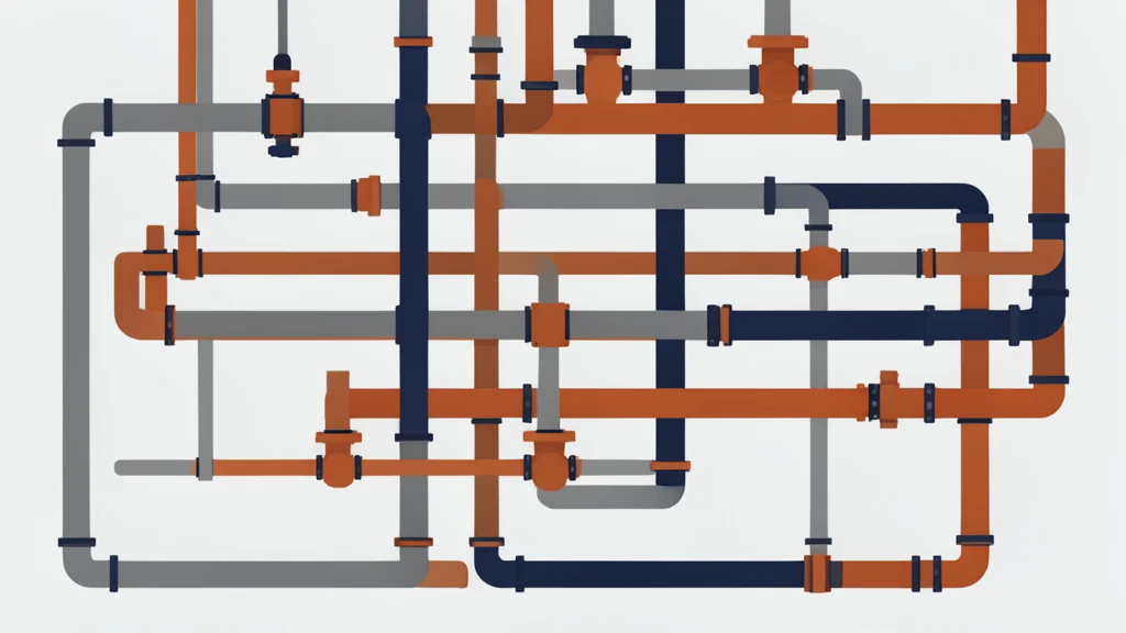 A network of industrial gas pipelines and valves