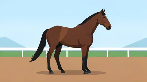 A thoroughbred horse standing on a dirt track