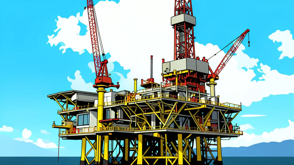 A flat vector illustration of an industrial oil refinery with tall distillation towers and storage tanks.