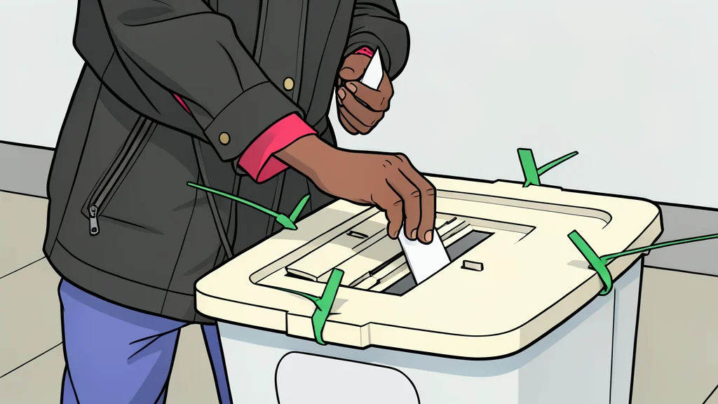 A ballot box and a stack of paper ballots