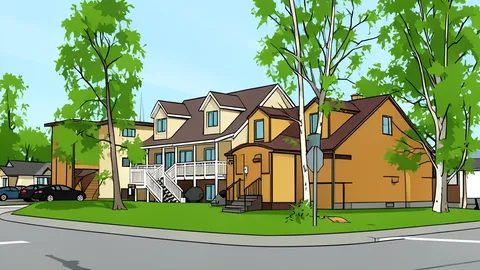 A residential house exterior with plywood covering the windows and doors
