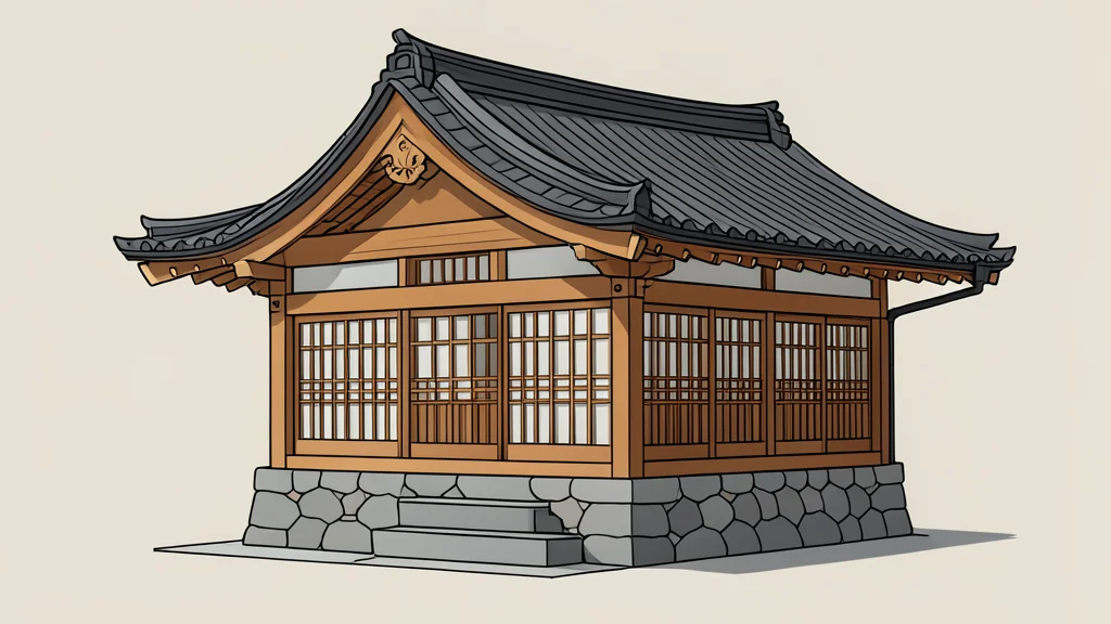 A traditional Japanese wooden bank building with a tiled roof and stone walls.