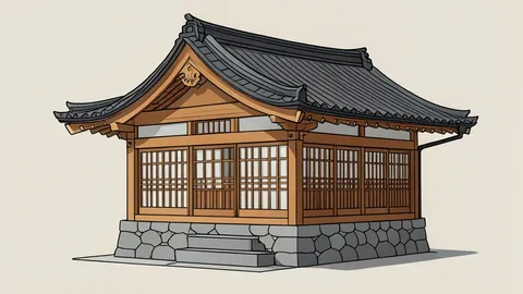 A traditional Japanese wooden bank building with a tiled roof and stone walls.