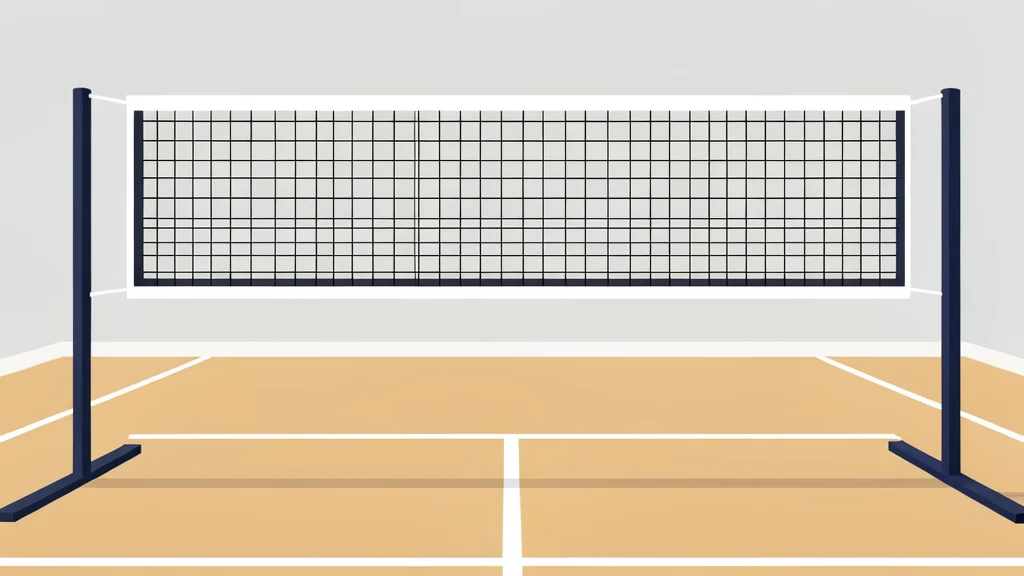 A volleyball net stretched across a gymnasium floor